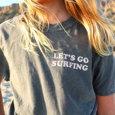 All Swell Surf - Let's Go Surfing Kids Tee: Pepper / 100% Cotton
