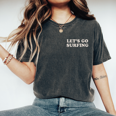 All Swell Surf - Let's Go Surfing Adult Tee: Pepper / L / 100% Cotton
