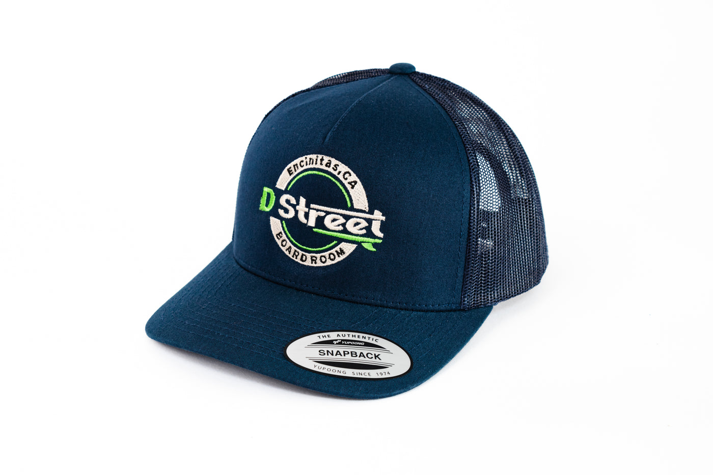 D Street 5 Panel Trucker Cap - Blue & Grey