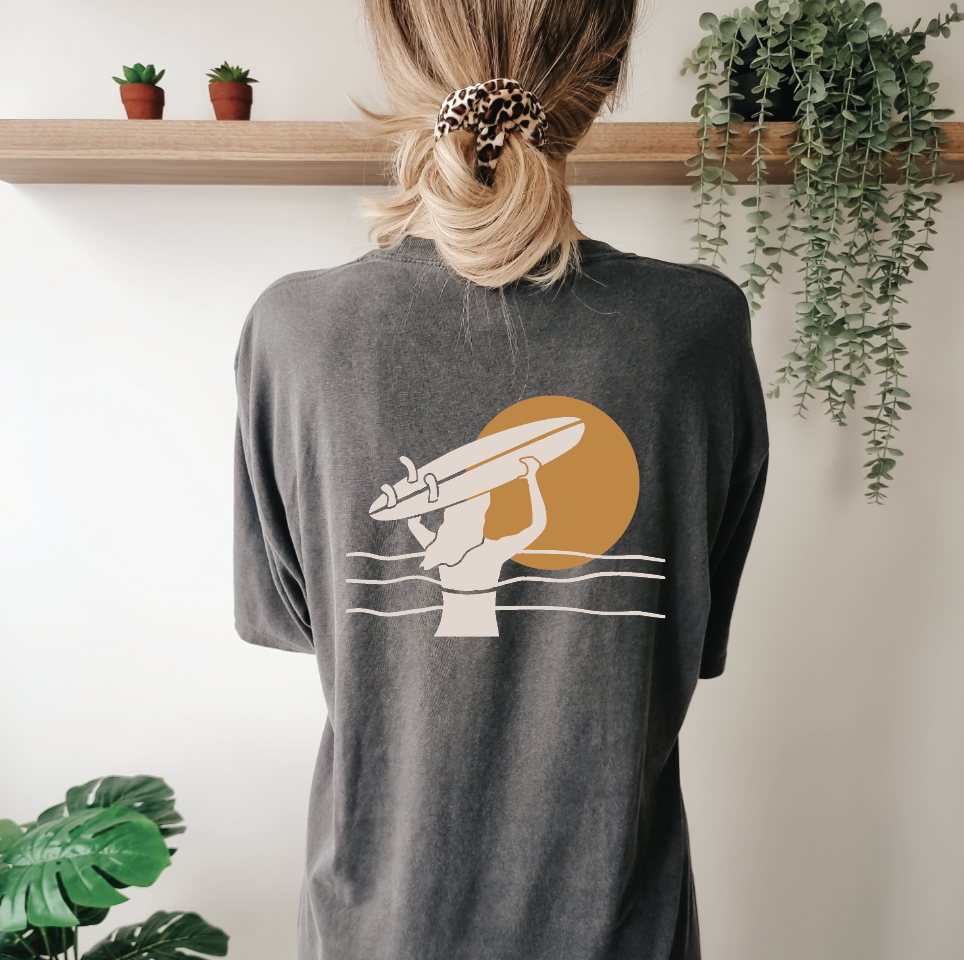 All Swell Surf - Let's Go Surfing Adult Tee: Pepper / L / 100% Cotton