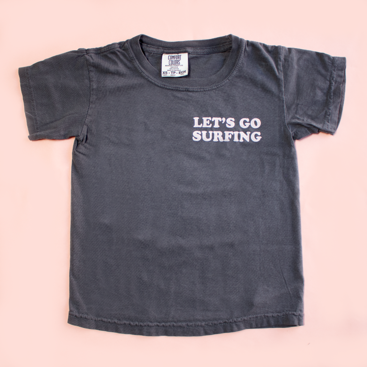 All Swell Surf - Let's Go Surfing Kids Tee: Pepper / 100% Cotton