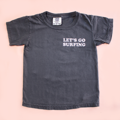 All Swell Surf - Let's Go Surfing Kids Tee: Pepper / 100% Cotton