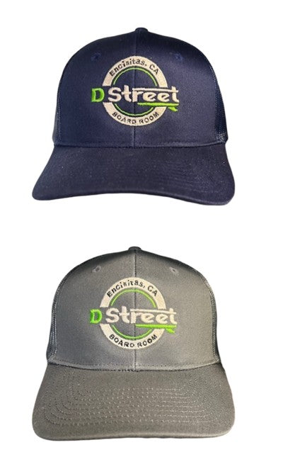 D Street 6 Panel Trucker Cap - Gray & Blue